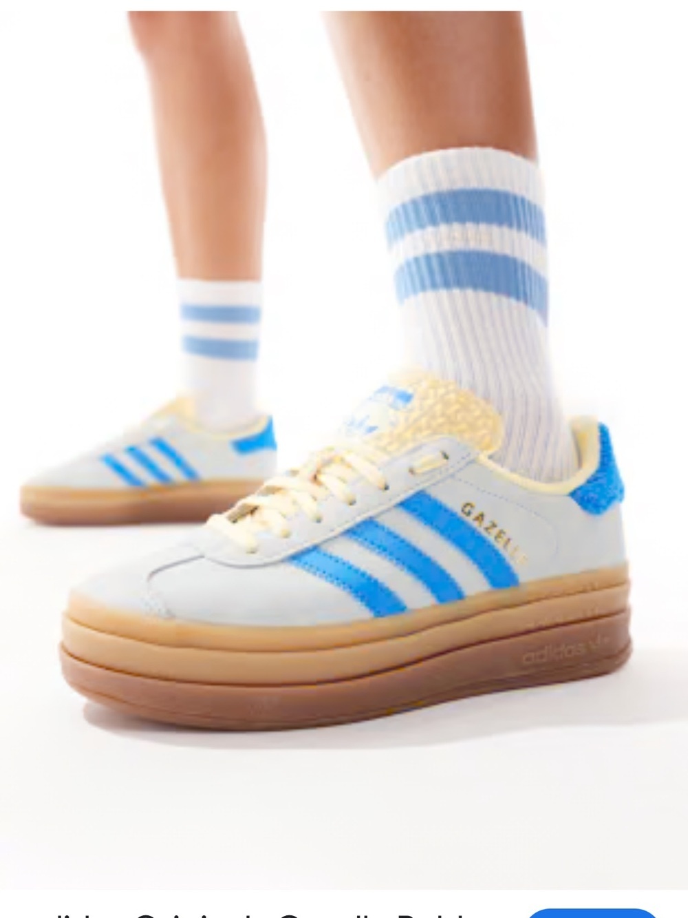 adidas Gazele bold Suede Sneakers platform Yellow Blue Stripes unisex Y2K